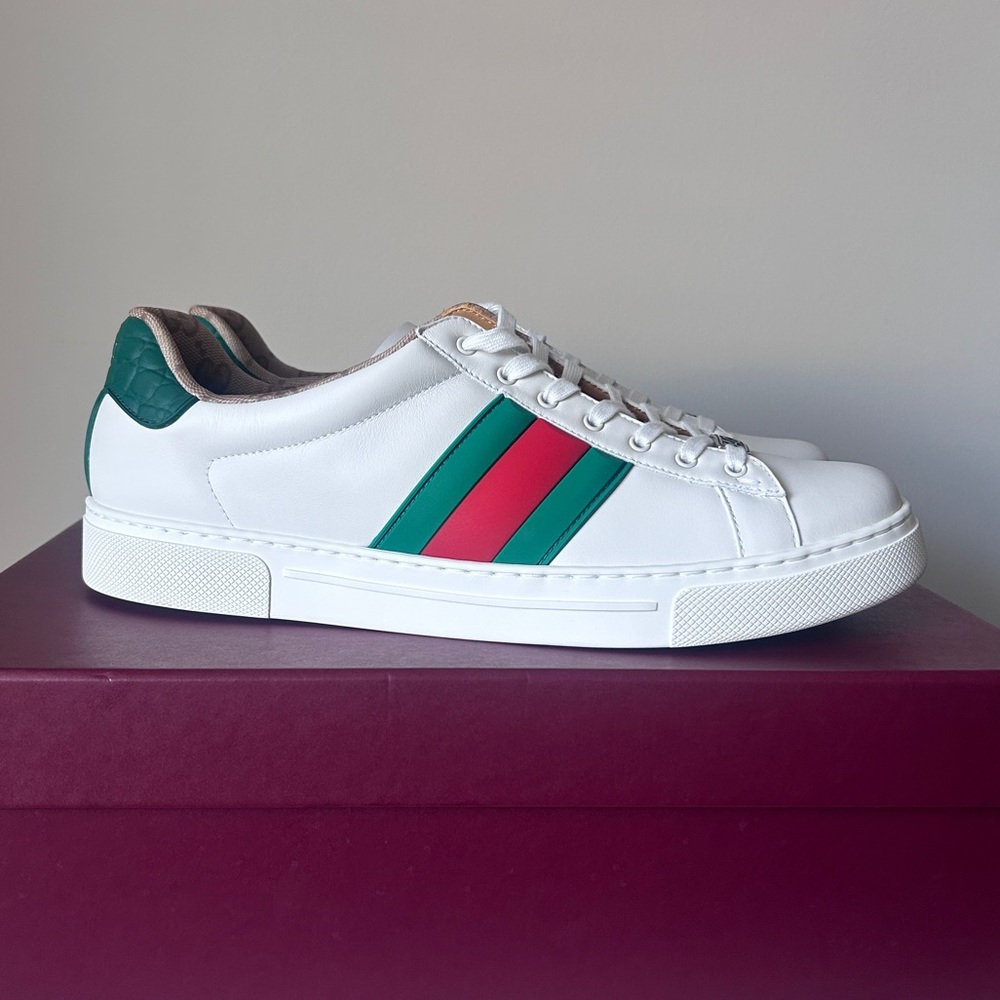 Gucci Men's White Ace Sneakers with Web detail